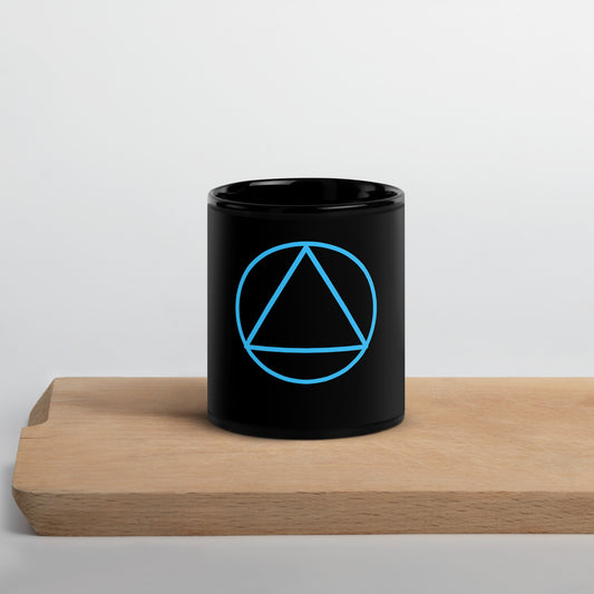 AA Triangle In Circle Black Glossy Mug